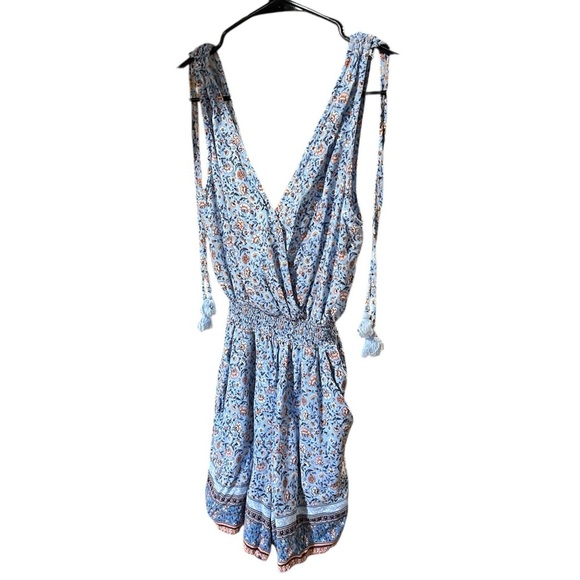 BeBop Sky Blue Floral Romper size xSmall - Picture 4 of 7